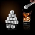 thumbnail image 6 of 8 pcs Stainless Steel Ice Cubes for Drinks, Reusable Stainless Wine Ice Tong for Whiskey, Vodka, Soda, Wine, Beverage Juice Father's Gifts, 6 of 7
