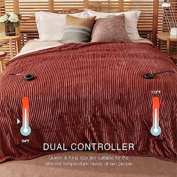 Heated Blanket King Size 100"x90",ETL Certification-6 Heating Levels Electric Blanket&1-10 Hour Auto Off,Heating Blanket with Dual Controller (RED)