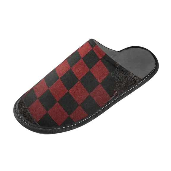 IAUYY Memory Foam House Slippers Suitable for Both Men and Women. Comfortable, Anti-Slip Plush Flat-Bottomed Slippers The Best Holiday Gift Crimson and Checkered Patterns