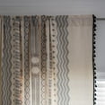 thumbnail image 3 of Vireellx Boho Curtains for Bedroom, Cream Hollow Crochet Stripes and Florals Print Cotton Linen Fabric Patchwork, Bohemian Beige Tassel Semi-Blackout Window Panel Farmhouse Drape, 3 of 8