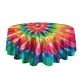thumbnail image 5 of Colorful Rainbow Tie Dye Spiral Pattern Round Tablecloth 60"x60",Wrinkle Wipeable Table Cloth for Kitchen Dining Room Picnic Patio Party, 5 of 6