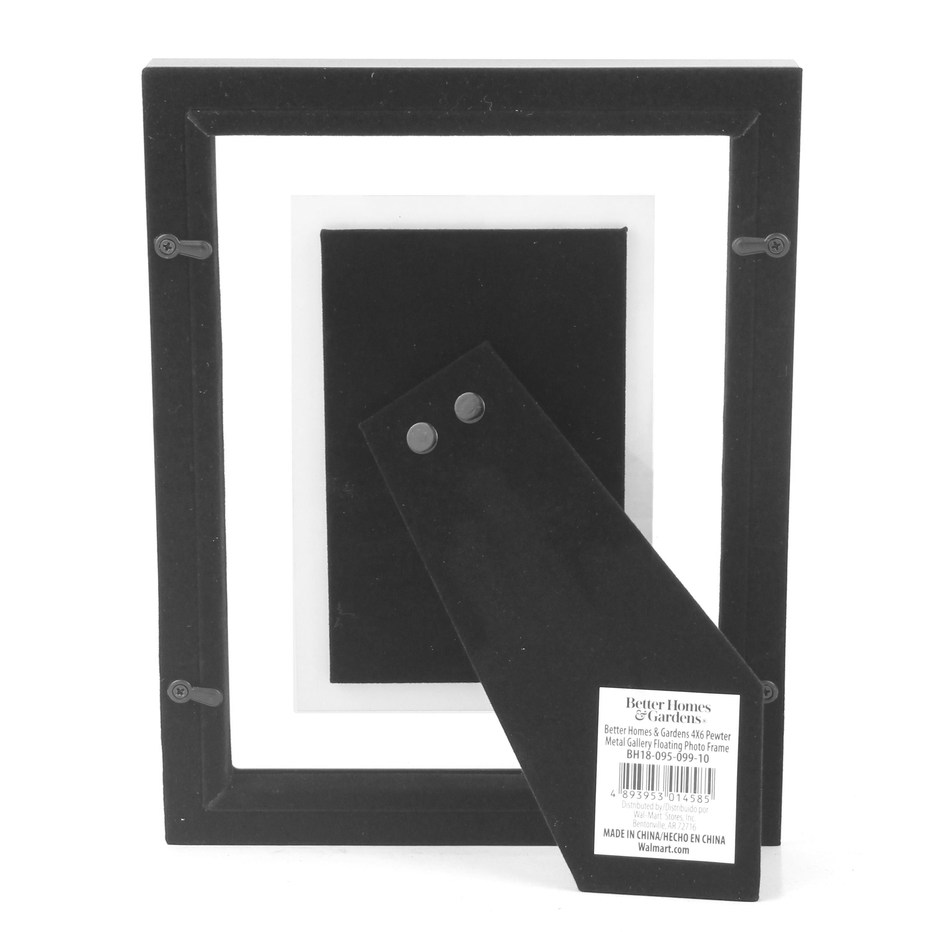 Better Homes & Gardens 4" x 6" Rectangle Metal Tabletop Floating Picture Frame, Silver