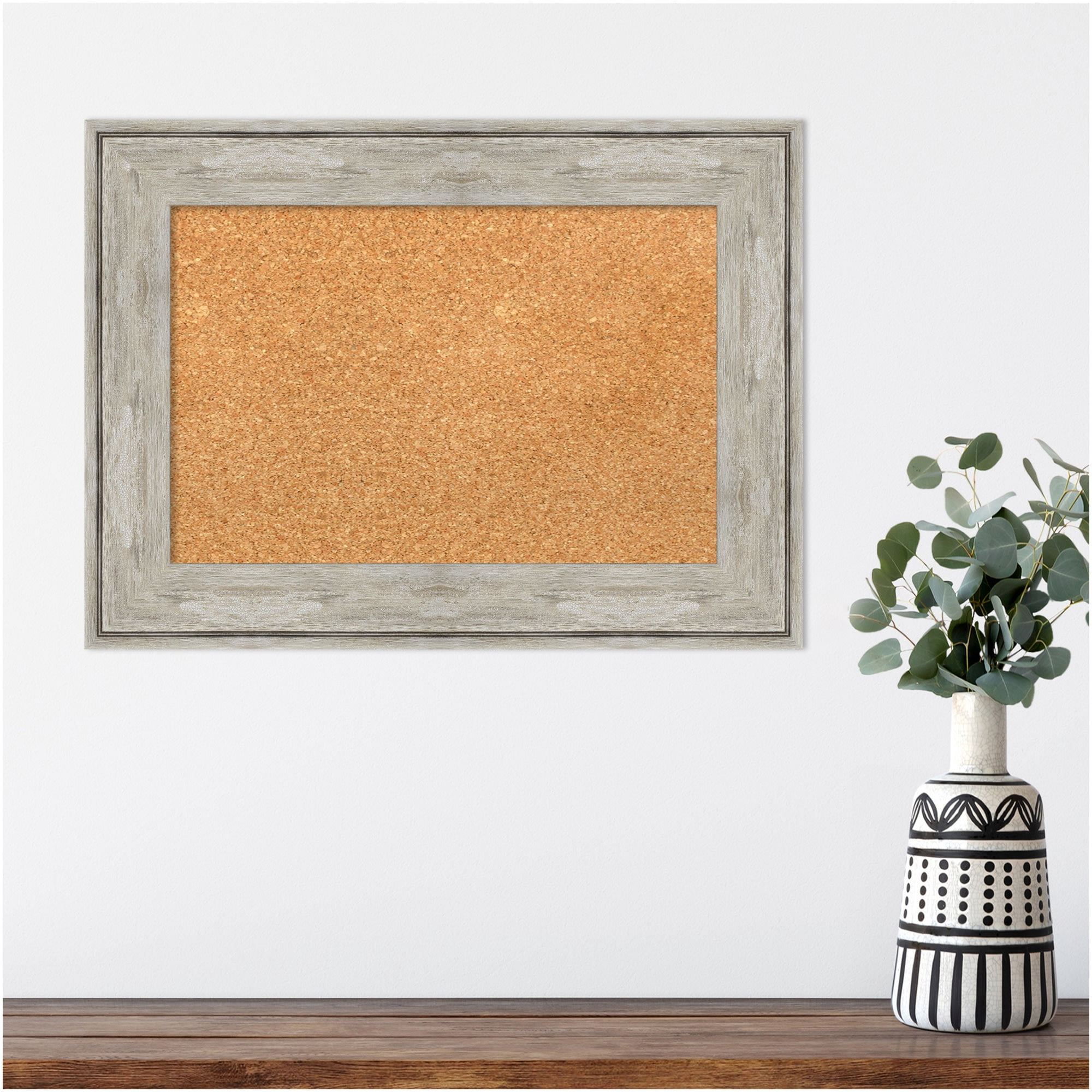 Amanti Art Natural Cork Board Framed Crackled Metallic Bulletin Board 23 in. x 17 in.
