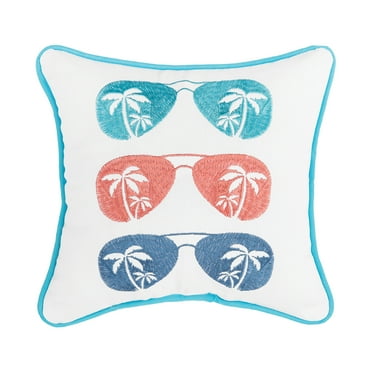 Beachin Embroidered Small Petite Throw Pillow