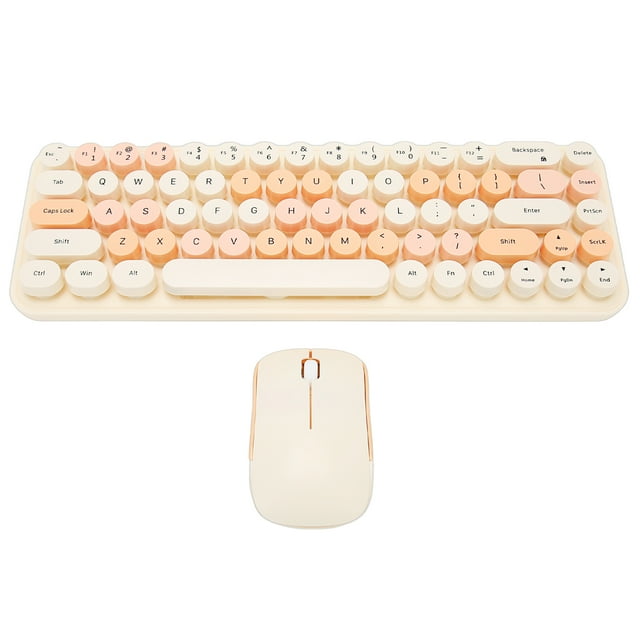wirelessS Keyboard and Mouse Combo, 2.4G wirelessS Cute Retro Keyboard and Mouse Combo, DPI Adjustment, Colorful Retro Full Size Keyboard and Mice