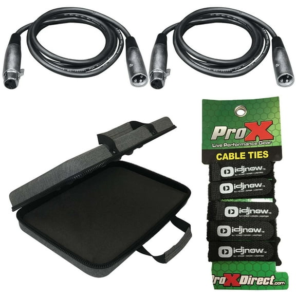 (2) Universal 25FT 3-Pin DMX Lighting Cables with Carry Case Package
