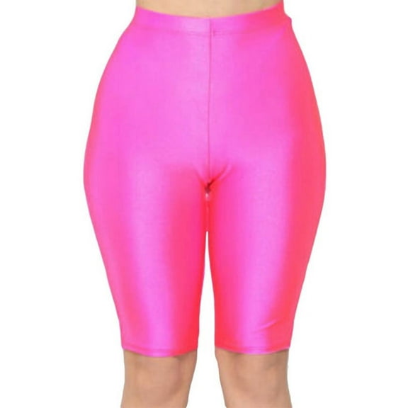 Womens Bermuda Shorts Glossy Stretch Pearly High Waist Tight Skinny Riding Sports Summer Casual Beach Shorts S-XL