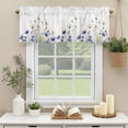 thumbnail image 3 of Purple White Flowers Window Valance Curtain Watercolor Plant Bird Rod Pocket Short Curtain for Living Room, Bedroom & Kitchen Window Decor 60x18in, 3 of 8