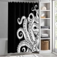thumbnail image 6 of Black White Octopus Small Stall Shower Curtain, Waterproof Shower Curtains for Bathroom, Coastal Ocean Animals Nautical Washable Fabric Bath Curtain for Bathtub Decoration with Hooks 36x78 Inches, 6 of 9