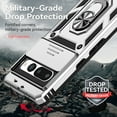 thumbnail image 5 of Dteck for Google Pixel 6A Case Rugged Protective Cover with Magnetic Ring Kickstand & Slide Lens Cover Camera Protector Military Grade Drop Protection, Silver, 5 of 8