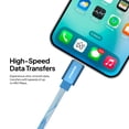 thumbnail image 3 of Powertek Marble 6ft USB-A to Lightning Cable, Blue, Fast Charging Silicone Marble Design, Consistent Data Transfer, 3 of 5