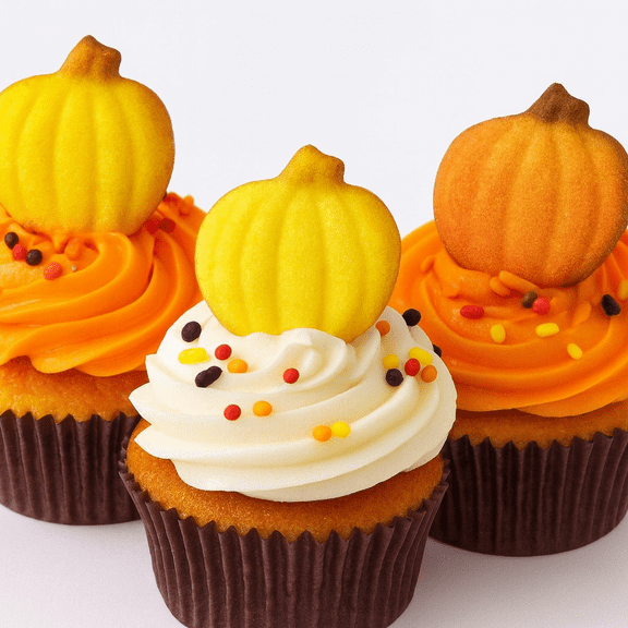 Shimmer Pumpkin Assortment Sugar Decorations Toppers Cupcake Cake Cookies Birthday Halloween Favors Party 12 Count