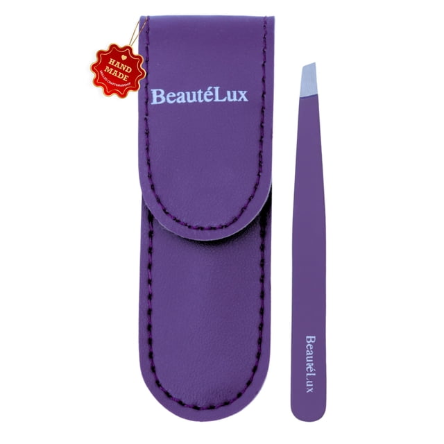 Pinza para cejas BeautéLux Premium con punta inclinada de acero inoxidable