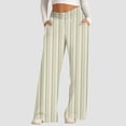 thumbnail image 2 of FUNUONY Wide Leg Pants for Women High Waisted Palazzo Pants Work Casual Flowy Loose Trousers with Pockets Women's Simple Plaid Wide Leg Casual Pants Sports Pants Loose Running Pants Light Green 3Xl, 2 of 5