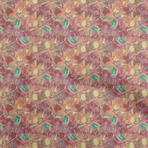 oneOone Georgette Viscose Maroon Fabric Abstract Fabric For Sewing Printed Craft Fabric By The Yard 42 Inch Wide