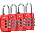 thumbnail image 1 of Candados para equipaje (paquete de 4) - Candados de combinación de 3 dígitos - Candado de viaje homologado para maletas y equipaje (rojo), 1 of 5