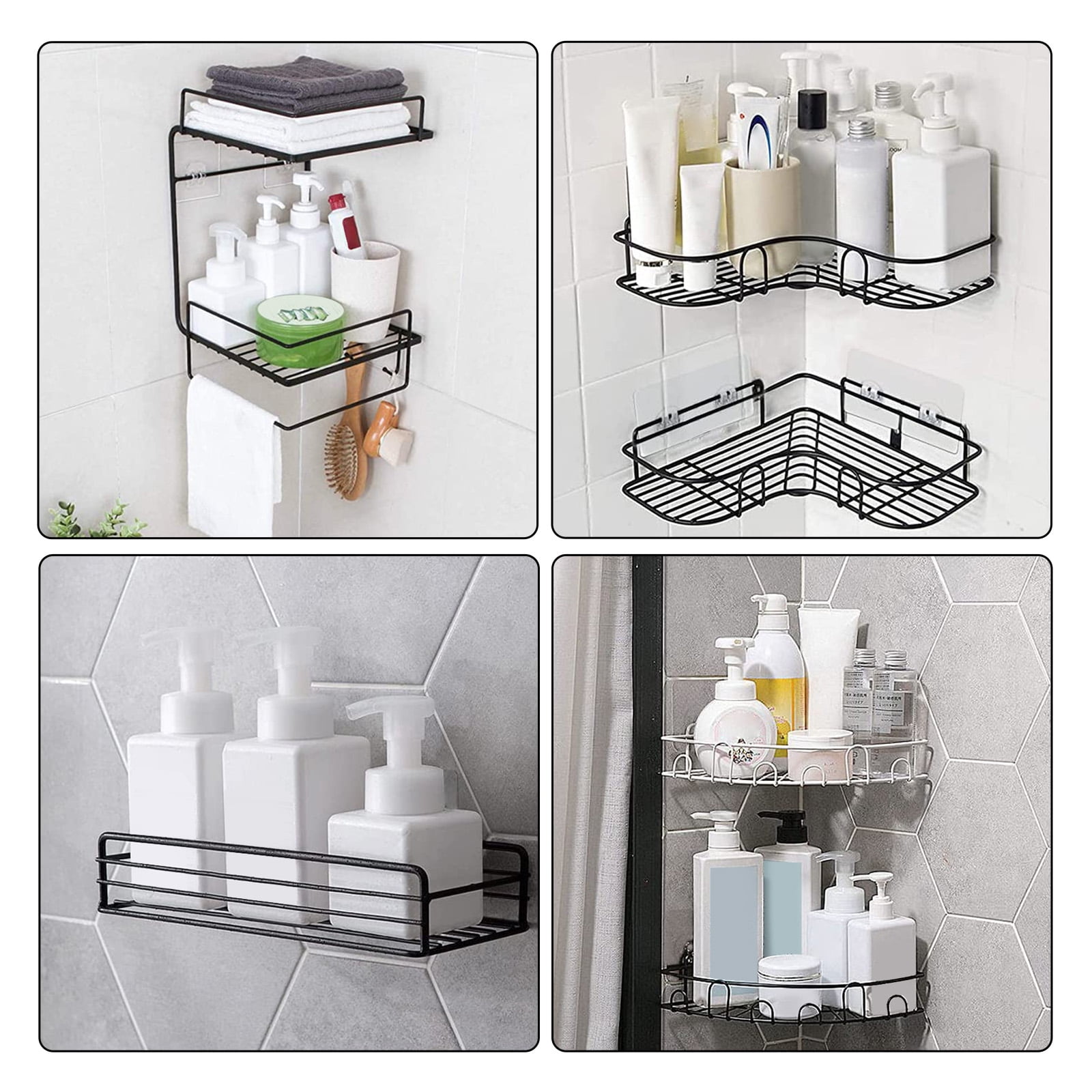 8Pcs Shower Caddy Adhesive Hook Replacement Strong Sticker Hook for  Bathroom Corner Shelf Basket Soap Dish No Drilling Organizer - AliExpress