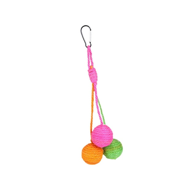 Pelota de sisal para gatos con cuerda larga, con sonido de campanilla, juguete para gatos, PP resistente. rosa naranja verde