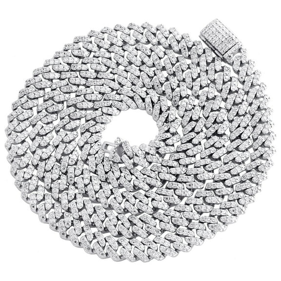 925 Sterling Silver Moissanite Mens Custom Box 6mm Miami Cuban 22" Chain 5.38 CT