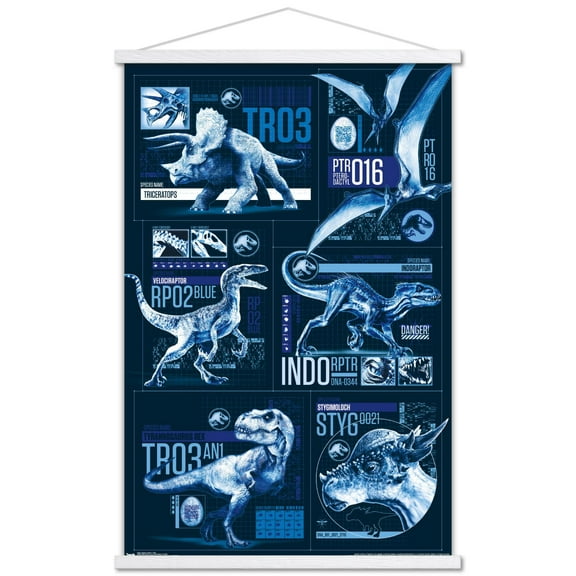 Jurassic World: Fallen Kingdom - Grid Wall Poster with Wooden Magnetic Frame, 22.375" x 34"