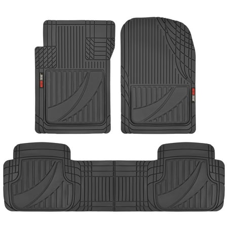 Motor Trend FlexTough Advanced Performance Mats - 3pc Rubber Floor Mats for Car SUV Auto All Weather Plus - 2 Front & Rear