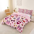 thumbnail image 2 of jejeloiu Preppy Beach Doodle Bedding For Girls,Summer Surf Flip Flop Duvet Cover Full,Pink Purple,Pink Reversible,3-Piece,1 Duvet Cover and 2 Pillowcases, 2 of 6