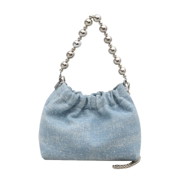 Denims Bucket Bag for Women Hoboes Crossbody Bag with Detachable Strap Trendy Shoulder Handbags for Shopping Evening
