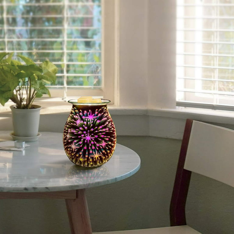 Dropship 3D Fireworks Glass Wax Warmer Electric Wax Burner to Sell