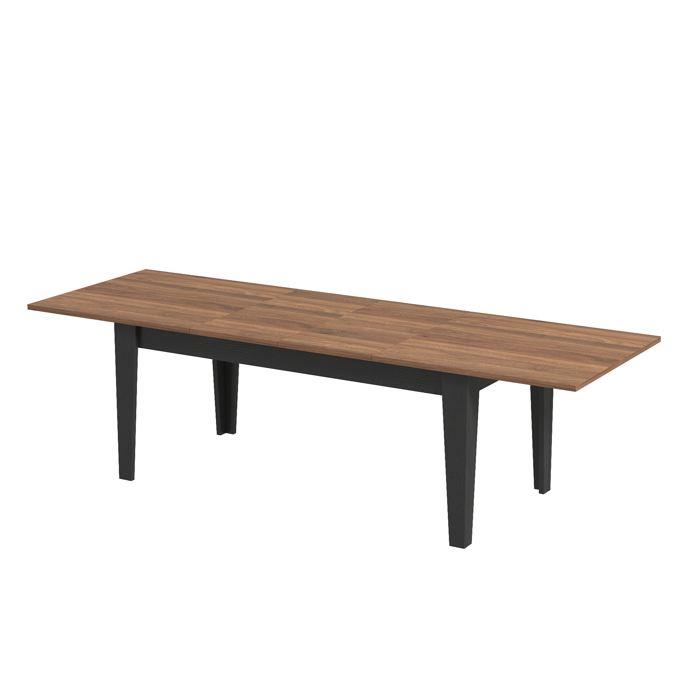 Noble House Lauren 106.5" Extendable Dining Table, Woodgrain Top, Modern Rectangular Wooden Kitchen Table, Walnut Black