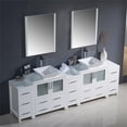 thumbnail image 3 of Fresca Torino 96" White Modern Double Sink Bathroom Vanity with 3 Side Cabinets & Vessel Sinks, 3 of 5