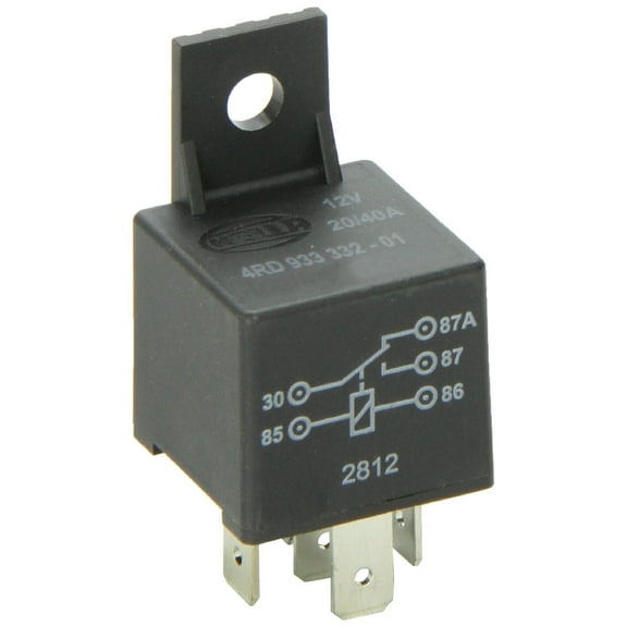 HELLA 933332011 12V 20/40A SPDT Relay with Bracket , Black