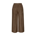 thumbnail image 3 of Yievot Palazzo Capri Pants for Women Summer Elastic Waist Wide Leg Pants Casual Loose Cropped Trousers with Pockets, 3 of 7