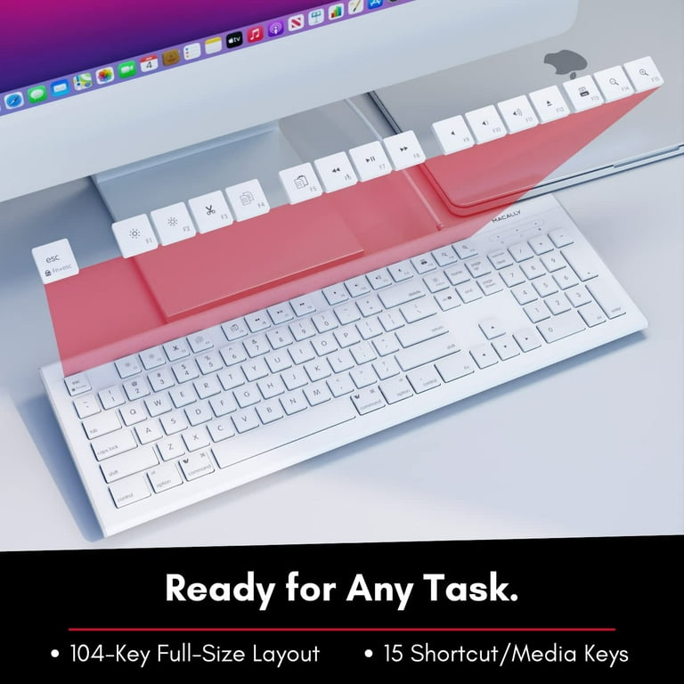 Macally UCSLIMKEYCA, Compact USB-C Keyboard for Mac, US QWERTY Key Cap Layout