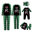 thumbnail image 1 of Pijamas navideños familiares a juego, camisetas de manga larga con estampado de elfos y letras + pantalones a cuadros. Pijama que brilla en la oscuridad., 1 of 9