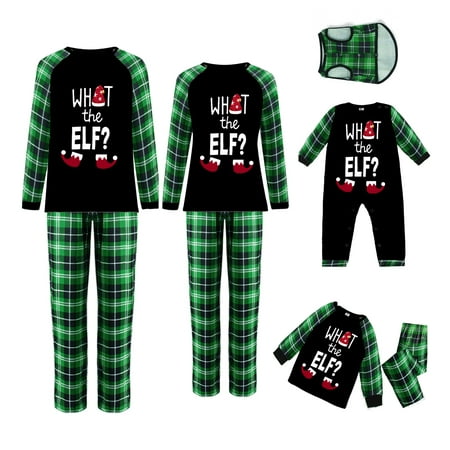 

FOCUSNORM Family Matching Halloween Pajamas Set Letter Print Holiday Pajamas Glow in Dark Sleepwear Dad Mom Kids PJs
