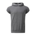 thumbnail image 4 of WTXUE Sweatshirts & Hoodies Short Sleeve, Hooded Shirts for Men Men Spring Summer Vest Shirt Sports Top Raglan Sleeve Hoodie LooseCotton Solid | Athleisure for Men Dark Gray M, 4 of 8