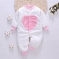 thumbnail image 2 of Newborn Infant Baby Boy Girl Fleece Romper Long Sleeve Button Jumpsuit One Piece Winter Warm Outfit Clothes, 2 of 3