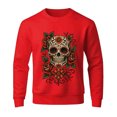 thumbnail image 5 of Halloween Sweatshirts for Men Long Sleeve Casual Crewneck Bloom Skull Graphic Sweatshirt Pullover Tops, 5 of 5