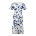 thumbnail image 6 of Feancey Womens T Shirt Maxi Dresses Summer Boho Floral Long Dress Half Sleeve Casual Button V Neck A-Line Dresses Loose Flowy Beach Vacation Dress with Pockets White S, 6 of 6