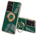 thumbnail image 2 of for Galaxy S22 Ultra Case with Ring, Built-in Rotation Finger Ring Kickstand Cover with Shiny Plating Rose Gold Edge Work with Magnetic Car Mount Slim Thin Bumper Case for Women Girls Green, 2 of 14