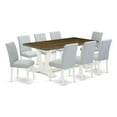 thumbnail image 2 of East West Furniture 9-Piece Dining Room Set Includes 8 Upholstered Dining Chairs with Upholstered Seat and High Back and a Rectangular Modern Dining Table - Linen White Finish, 2 of 6
