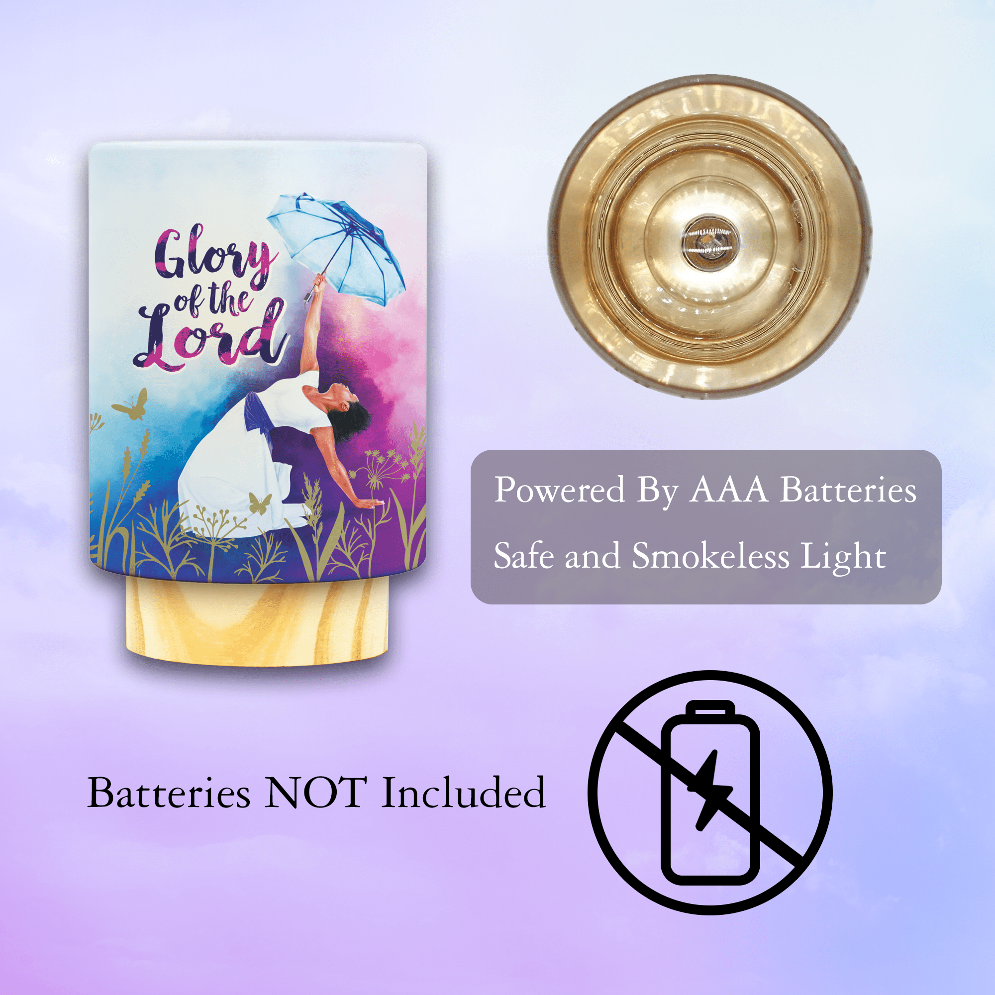 African American Expressions LED Flameless Candle – Christian Inspirational Battery Operated Candle with Uplifting Art – Spiritual & Religious Home Décor for Black Women – Glory to The Lord