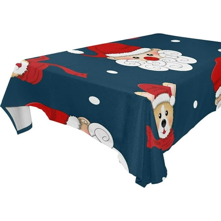 SKYSONIC Santa Claus Tablecloth Waterproof Washable Polyester Square Table Cover Durable Tablecloth for Kitchen Dining Table Party Decor (60 X 108 Inch)
