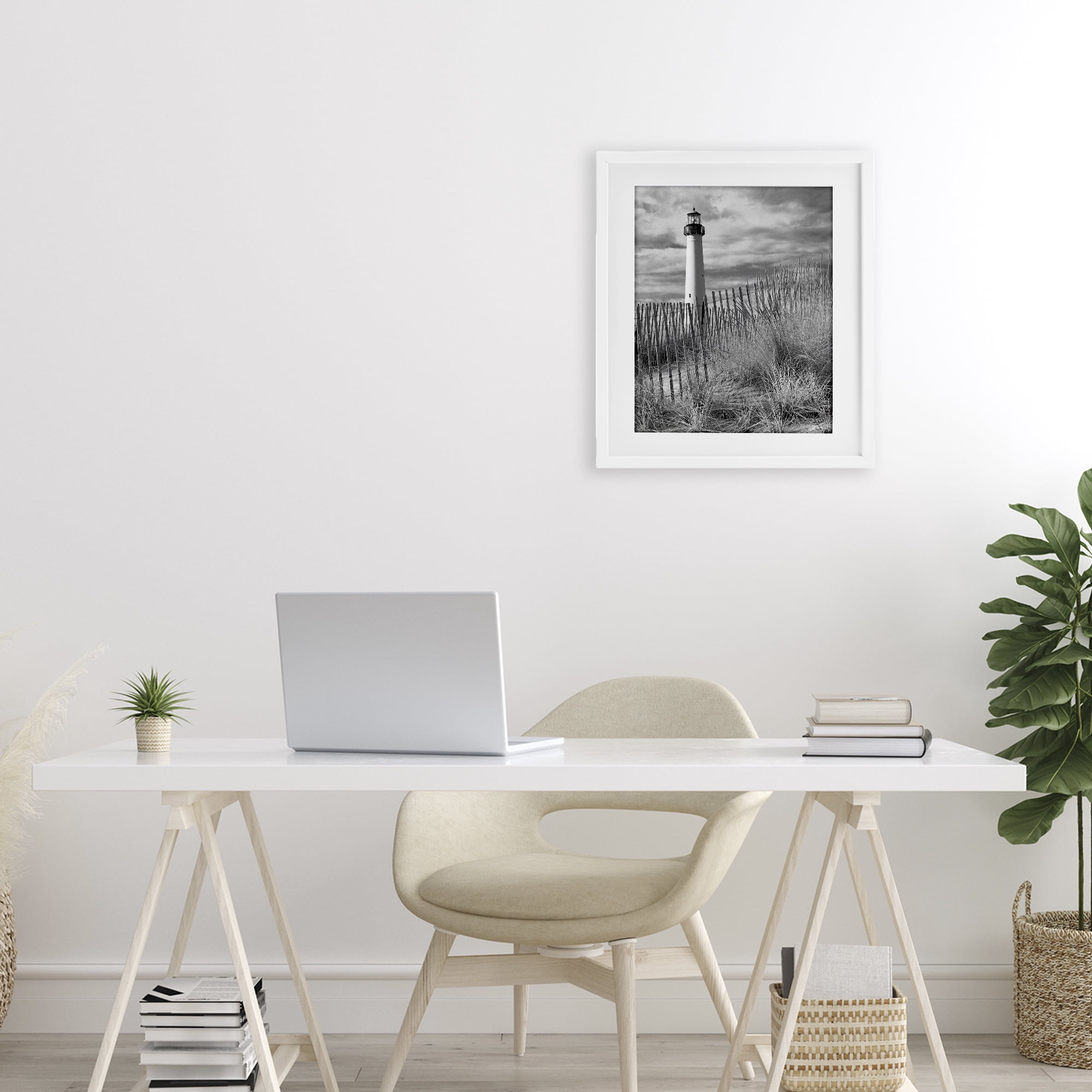 Stupell Industries Cape May Lighthouse View White Framed Print Under Glass, design by MJ Photography