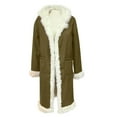 thumbnail image 6 of Mens Big Tall Shearling Coat Sherpa Fleece Lined Leather Jacket Warm Long Trench Hood Outwear for Christmas, 6 of 6