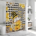 thumbnail image 6 of Yellow Gnomes Shower Curtain, Waterproof Shower Curtains for Bathroom, Vintage Buffalo Plaid Black Bee Daisy Washable Fabric Bathtub Curtain Set Bath Decor with 12 Hooks Standard 72"x72", 6 of 8