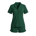 thumbnail image 6 of Maqroz Womens Two Piece Pajama Sets Short Sleeve Button Down Shirts Ruffled Hem Shorts Casual Matching Outfits Cozy Solid Nightwear for Daily Nights, 6 of 6