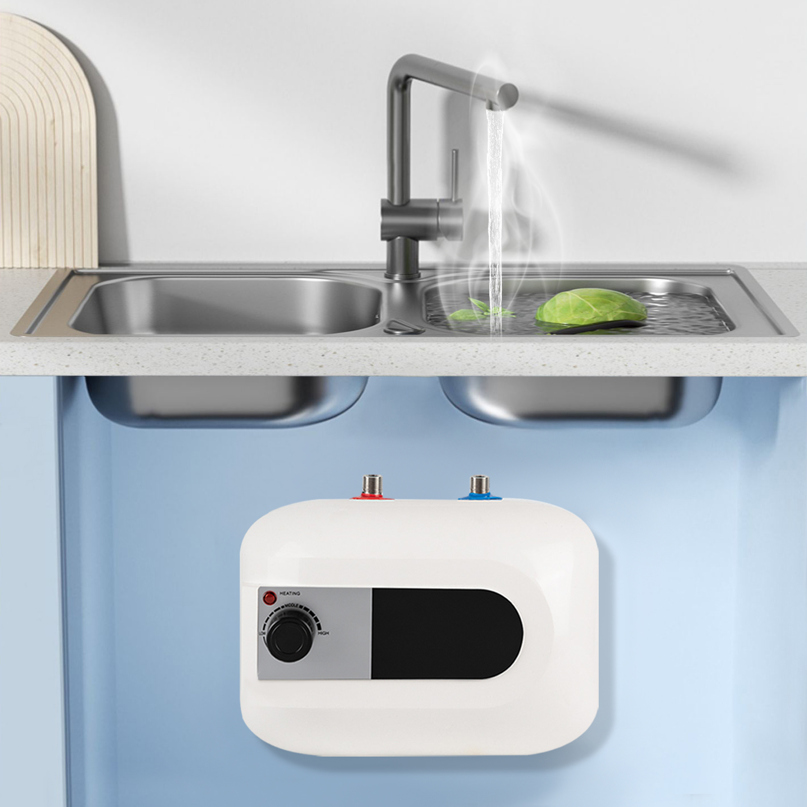 Electric Water Heater  Instant Water Heater Under Sink with Safety Valve Portable Mini Water Heater for Sinks Kitchens Bathrooms RVs