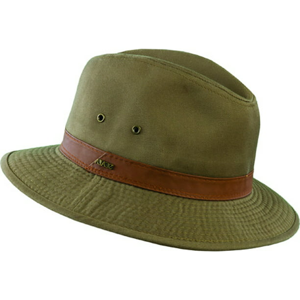 dorfman pacific men's one-piece canvas faux leather-trim safari hat ...