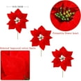 thumbnail image 3 of Poinsettia Artificial Christmas Flowers Heads Decorations Red Glitter Xmas Tree Ornaments Wreath Wedding Party Decor, 3 of 5